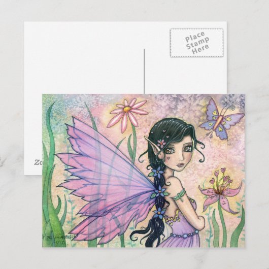 Mooie Fairy Butterfly Briefkaart van Molly Harriso (Voorkant / Achterkant)