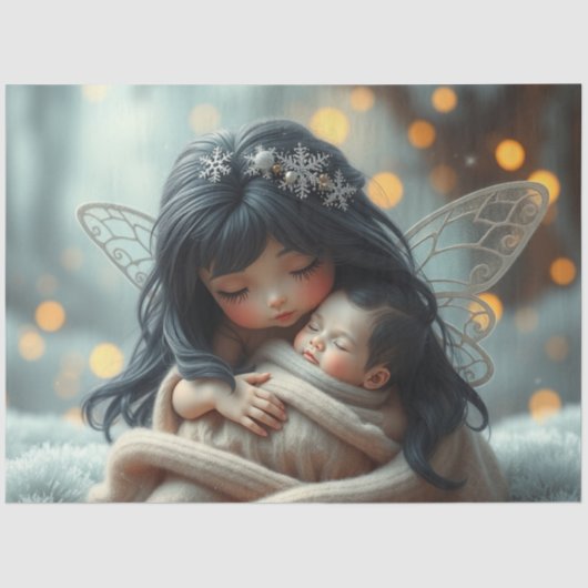 Mooie Fairy en Baby Fantasy Art Tissue Papier (Voorkant)