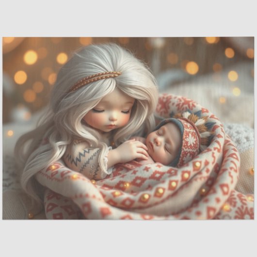 Mooie Fairy en Baby Fantasy Art Tissue Papier (Voorkant)