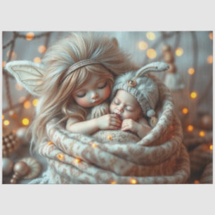 Mooie Fairy en Baby Fantasy Art Tissue Papier