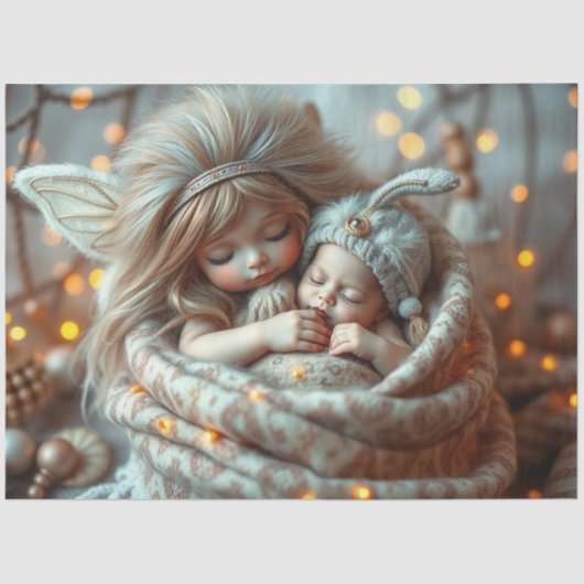 Mooie Fairy en Baby Fantasy Art Tissue Papier (Voorkant)