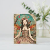 Mooie Fairy Mixed Media Collage Briefkaart (Staand voorkant)