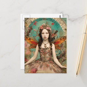Mooie Fairy Mixed Media Collage Briefkaart