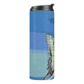 Mooie Fairy Red Hair Butterfly Wings Blue Sky Thermosbeker (Gedraaid links)