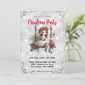 Mooie Fairy Silver White Glitter kerstfeest Kaart (Staand voorkant)