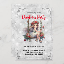 Mooie Fairy Silver White Glitter kerstfeest Kaart
