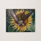 Mooie Fairy Slaap op een Zonnebloem Legpuzzel (Horizontaal)