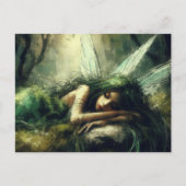 Mooie Fairy slaapt op een mossy plekje in het bos Briefkaart (Voorkant)
