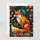 Mooie Fairy Spring Floral Fox Schilderij Briefkaart (Voorkant / Achterkant)