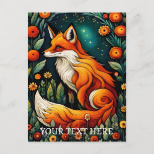 Mooie Fairy Spring Floral Fox Schilderij Briefkaart