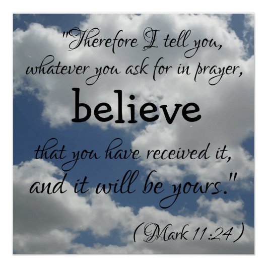 Mooie Faith Bible Quote Clouds Perfect Poster (Voorkant)