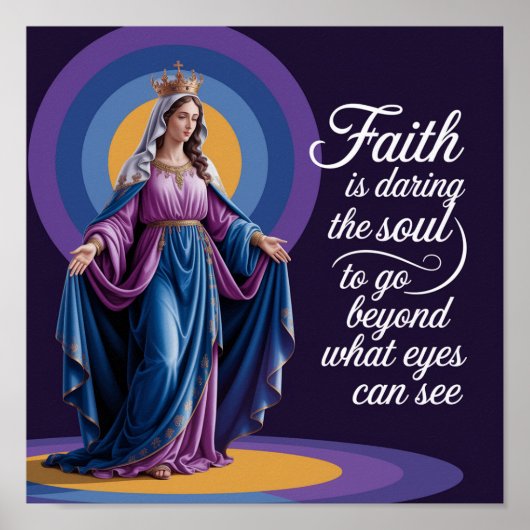 Mooie Faith Quote en Mary Paarse Achtergrond Poster (Voorkant)