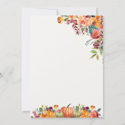 Mooie FalFloral Bruidsdouche Uitnodiging, Baby Kaart (Achterkant)