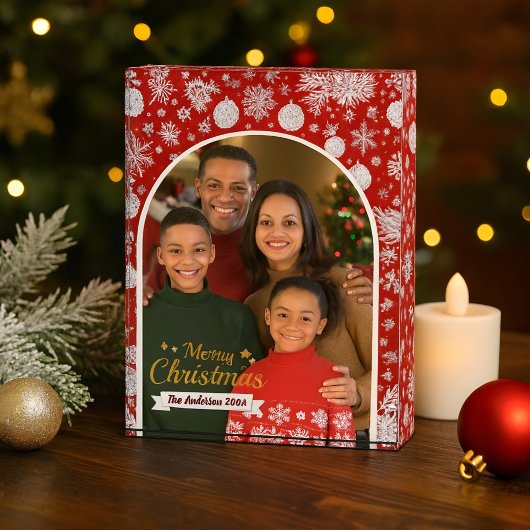 Mooie familie foto Vrolijk kerstfotoblok