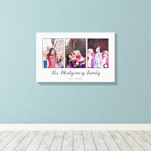 Mooie familiefoto collage canvas afdruk (Insitu (Houten vloer))