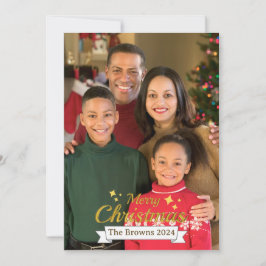 Mooie familiefoto Prettig kerstfeest wens Feestdagenkaart