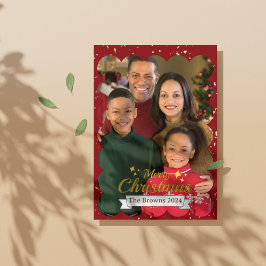 Mooie familiefoto Prettig kerstfeest wens Feestdagenkaart