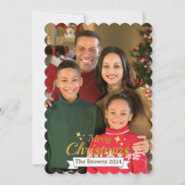 Mooie Familiefoto Vrolijke Kerstgroet Feestdagenkaart