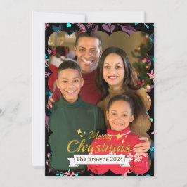 Mooie Familiefoto Vrolijke Kerstgroet Feestdagenkaart