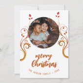 Mooie familiefoto's met rode foto's met prettig ke feestdagenkaart (Voorkant)