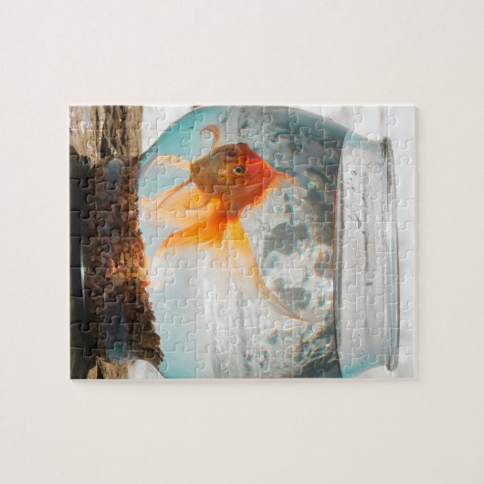 Mooie fantail goudvis in kom van Ocean Legpuzzel (Horizontaal)