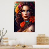 Mooie Fantasie Bloem Fee Poster (Keuken)