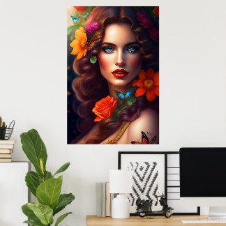 Mooie Fantasie Bloem Fee Poster