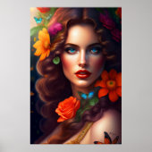 Mooie Fantasie Bloem Fee Poster (Voorkant)