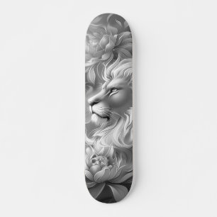 Mooie Fantasie Grijs Schaal Leeuw & Bloemen Persoonlijk Skateboard