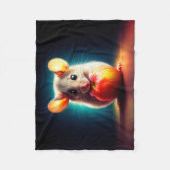 Mooie fantasie harige dier rode appel eten fleece deken (Voorkant)