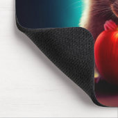 Mooie fantasie harige dier rode appel eten muismat (Hoek)