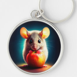 Mooie fantasie harige dier rode appel eten sleutelhanger