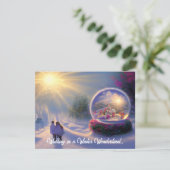 Mooie Fantasie Sneeuwbol Plat Kerstkaart (Staand voorkant)