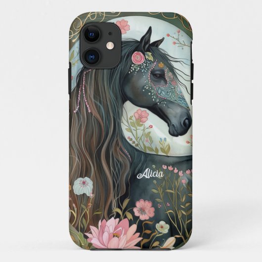 Mooie Fantasie Zwarte Paard Case-Mate iPhone Case (Achterkant)