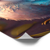 Mooie Fantasievolle Blauwe Vogel Glitter Veren Sla Poster (Hoek)