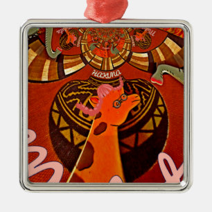 Mooie, fantastische Giraffe houdt van safari's Metalen Ornament