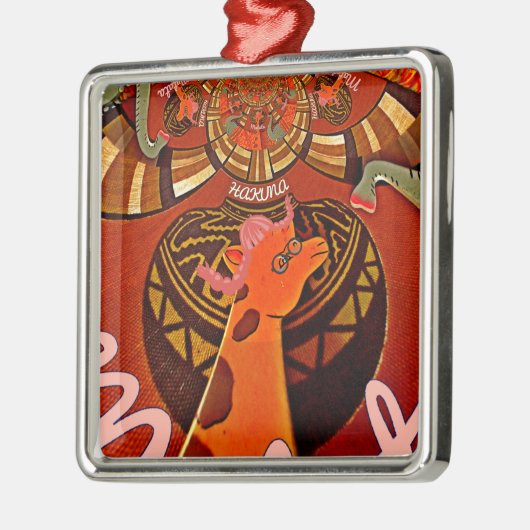 Mooie, fantastische Giraffe houdt van safari's Metalen Ornament (Links)