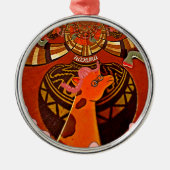 Mooie, fantastische Giraffe houdt van safari's Metalen Ornament (Voorkant)