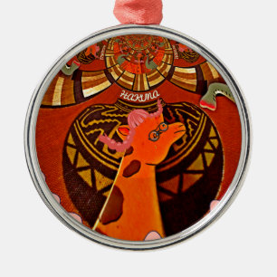 Mooie, fantastische Giraffe houdt van safari's Metalen Ornament