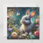 Mooie Fantasy Art Whimsical Konijn Pasen Feestdagenkaart (Voorkant)