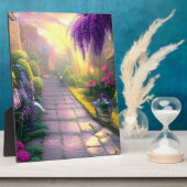 Mooie Fantasy Cottage Garden Path Tabletop Fotoplaat (Zijkant)