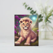 Mooie Fantasy Cute Kawaii Lion Cub Briefkaart (Staand voorkant)