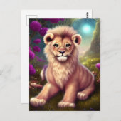 Mooie Fantasy Cute Kawaii Lion Cub Briefkaart (Voorkant / Achterkant)