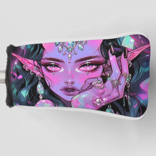 Mooie Fantasy Duivel Elf Anime Meisje Golfheadcover (Voorkant)