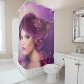 mooie Fantasy-fee met paarse bloemen Douchegordijn (In situ)