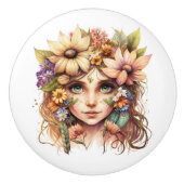 Mooie Fantasy Floral Fairies Series Keramische Knop (Voorkant)