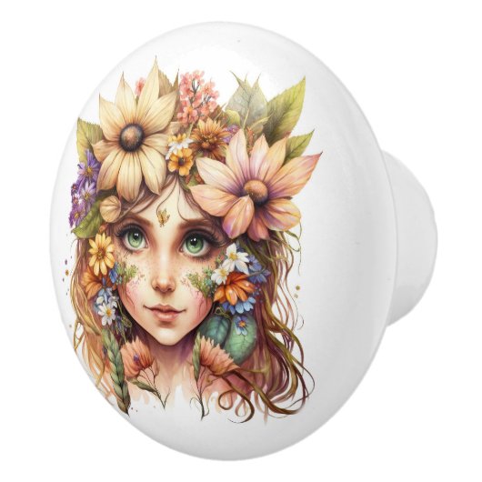 Mooie Fantasy Floral Fairies Series Keramische Knop (Rechts)