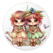 Mooie Fantasy Flower Fairy Fairies Series Keramische Knop (Voorkant)