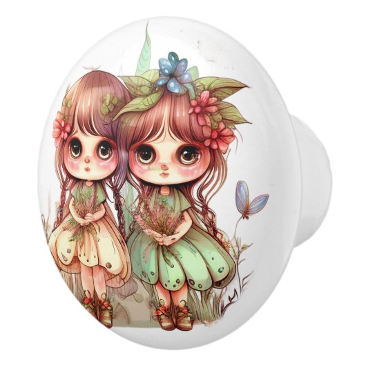 Mooie Fantasy Flower Fairy Fairies Series Keramische Knop (Rechts)