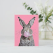 Mooie Fantasy Konijn Kauwen Bubble Gum Briefkaart (Staand voorkant)